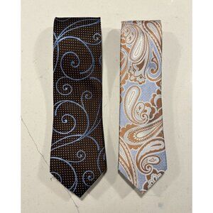 Set of 2 Ted Baker Multicolor Print 100% Silk Ties